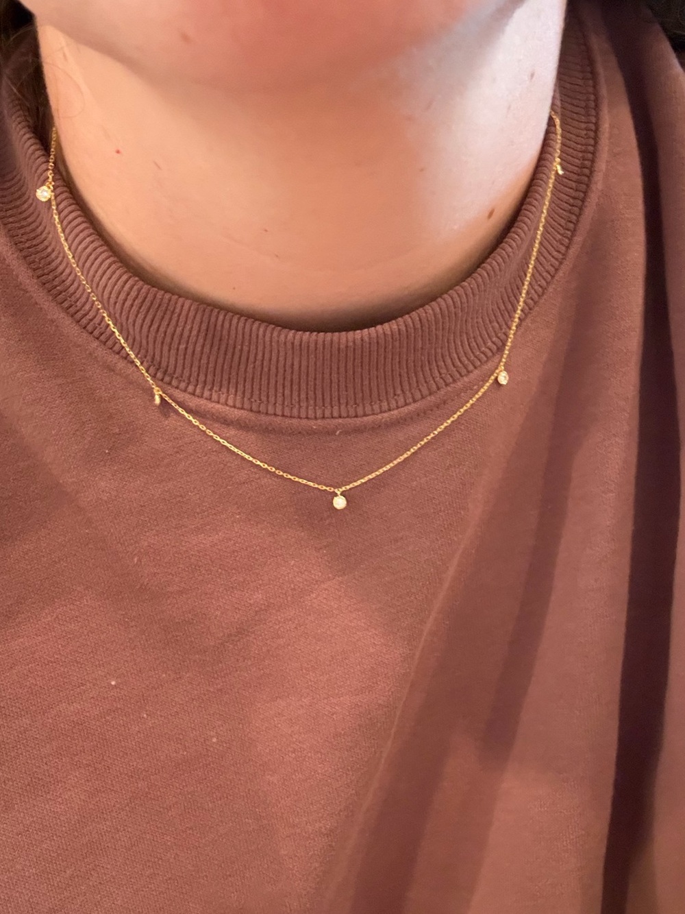 Lab grown diamond necklace with sterling silver 14k plated gold chain